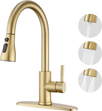 Brushed Gold Kitchen Faucets with Pull down Sprayer - High Pressure Blade Spray