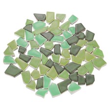 1.1 LB Irregular Ceramics Mosaic Tiles, 1.3 - 2 Cm Bulk Tiles, Mixed Green
