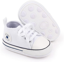 Unisex Baby Girls Boys Canvas High-Top Shoes, Newborn Infant Anti-Slip Soft Sole