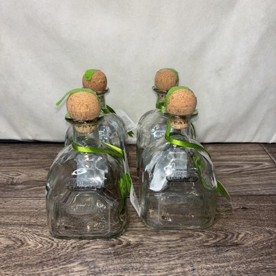 Lot of 4 Patron Silver Tequila Empty Bottles Corks 750ml Arts Crafts