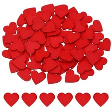 18mm Mini Colored Wooden Hearts Wood Heart Ornaments Tags for Valentines Red