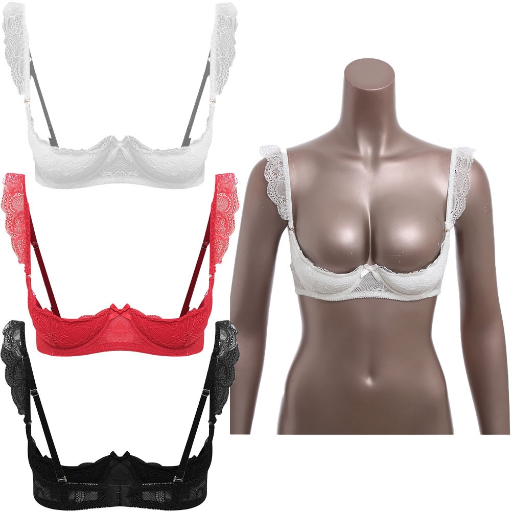 Women Hollow Cage Bralette Floral Lace Bras Pen Nipples Lingerie Underwear Top