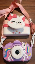 2 X Kids Digital Mini Camera Photo/Video 1080p FHD Purple Unicorn Pink Kitten