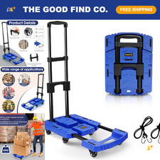 Heavy Duty Folding Hand Truck 500lbs, Portable Dolly Cart with 6 Wheels  Ropes