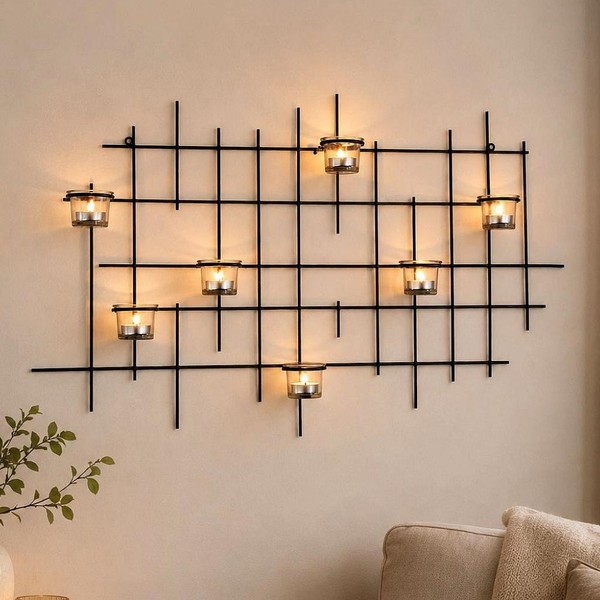 Wandteelichthalter 7XXL Wandkerzenhalter Metall 83Cm Teelichthalter Kerzenhalter-image