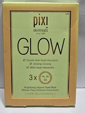 Pixi Glow Glycolic Boost, Brightening Infusion Sheet Mask w/ Ginseng, 3 Sheets