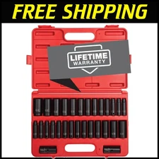 29-Piece 1/2 Inch Drive Master Impact Socket Set - SAE/Metric with Storage Case