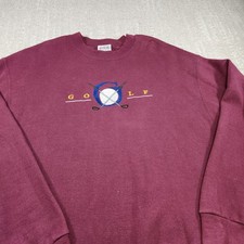 Vintage Golf Sweatshirt Men Large Grandpa Sweater Embroidered Crewneck USA Made