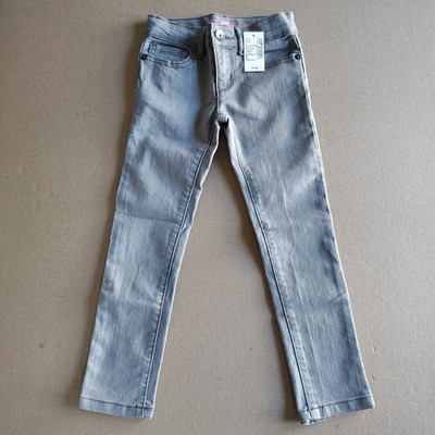 Girls Childrens Place Super Skinny Jeans Size 5 Slim Adjustable Waist Gray Zip 