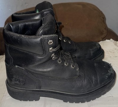 Timberland PRO Boots Mens Size 8 Black Leather Work Lace Up Ankle 26038 UT-125