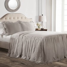 Lush Decor Ruffle Skirt Bedspread Set - 3-Piece Luxurious Farmhouse Bedding - El