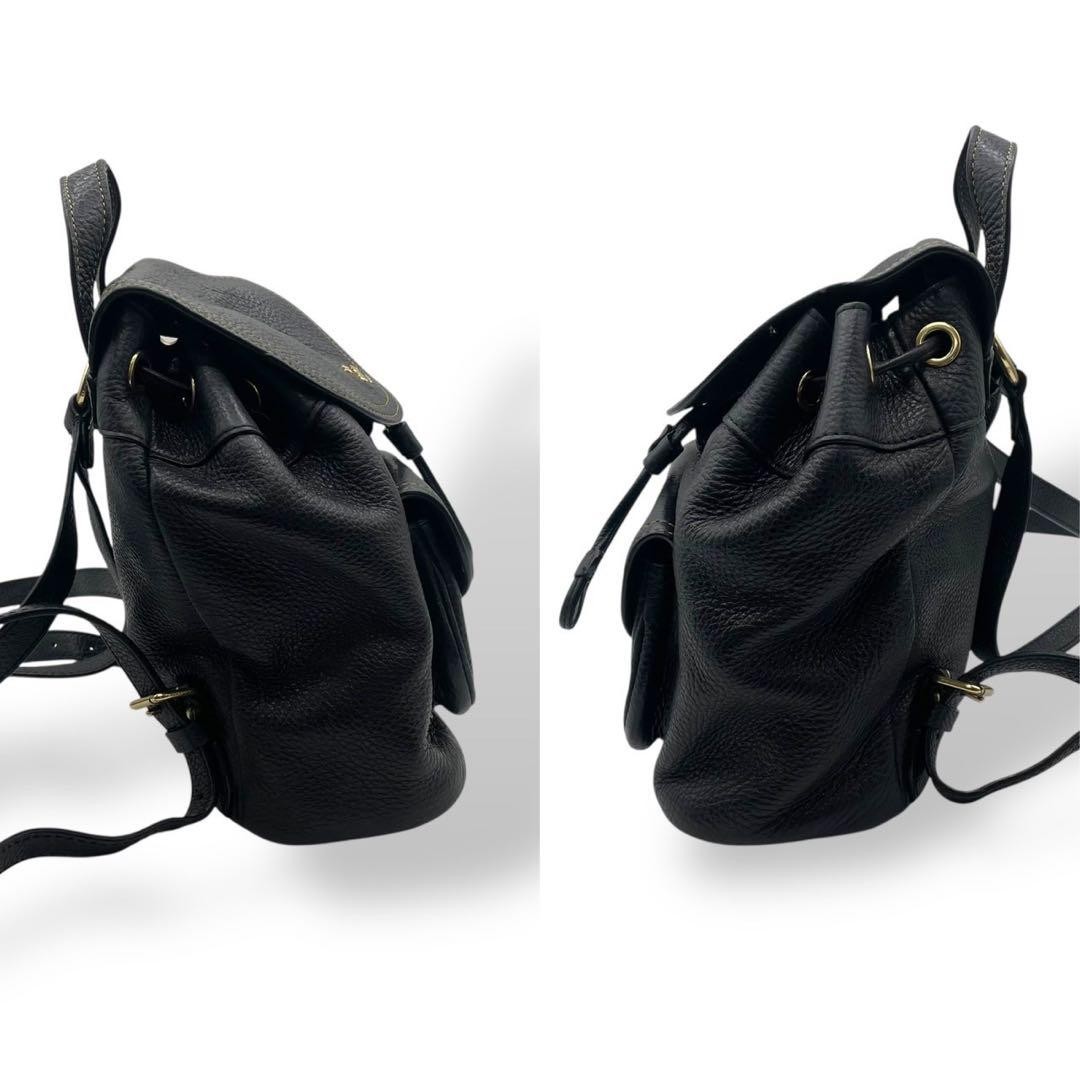 COACH Mini Leather Backpack Black Drawstring Stit… - image 5