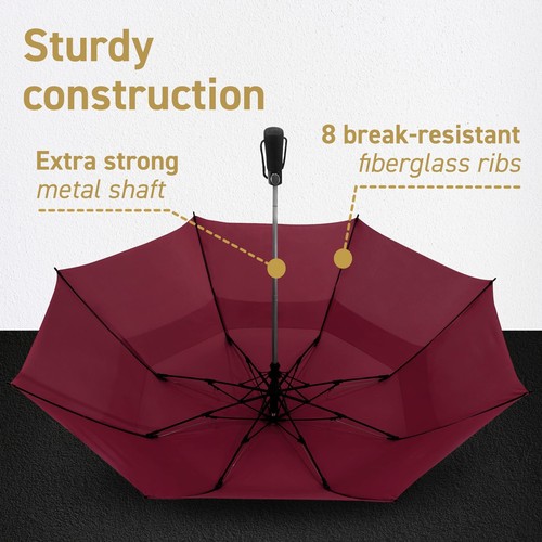 Golf Umbrella - 58 Inch Windproof Rain Umbrellas w/Double Canopy - Compact, P... - Picture 4 of 9