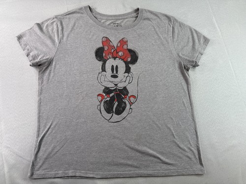 Disney Minnie Mouse Graphic Tee Gray XXL 50/50 Cotton Polyester