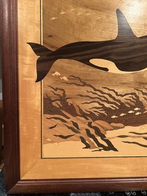 Humpback whales HUDSON  INLAY 木製アート Fantastic Marquetry Work By Jeffrey Alan Nelson Hudson River Inlay