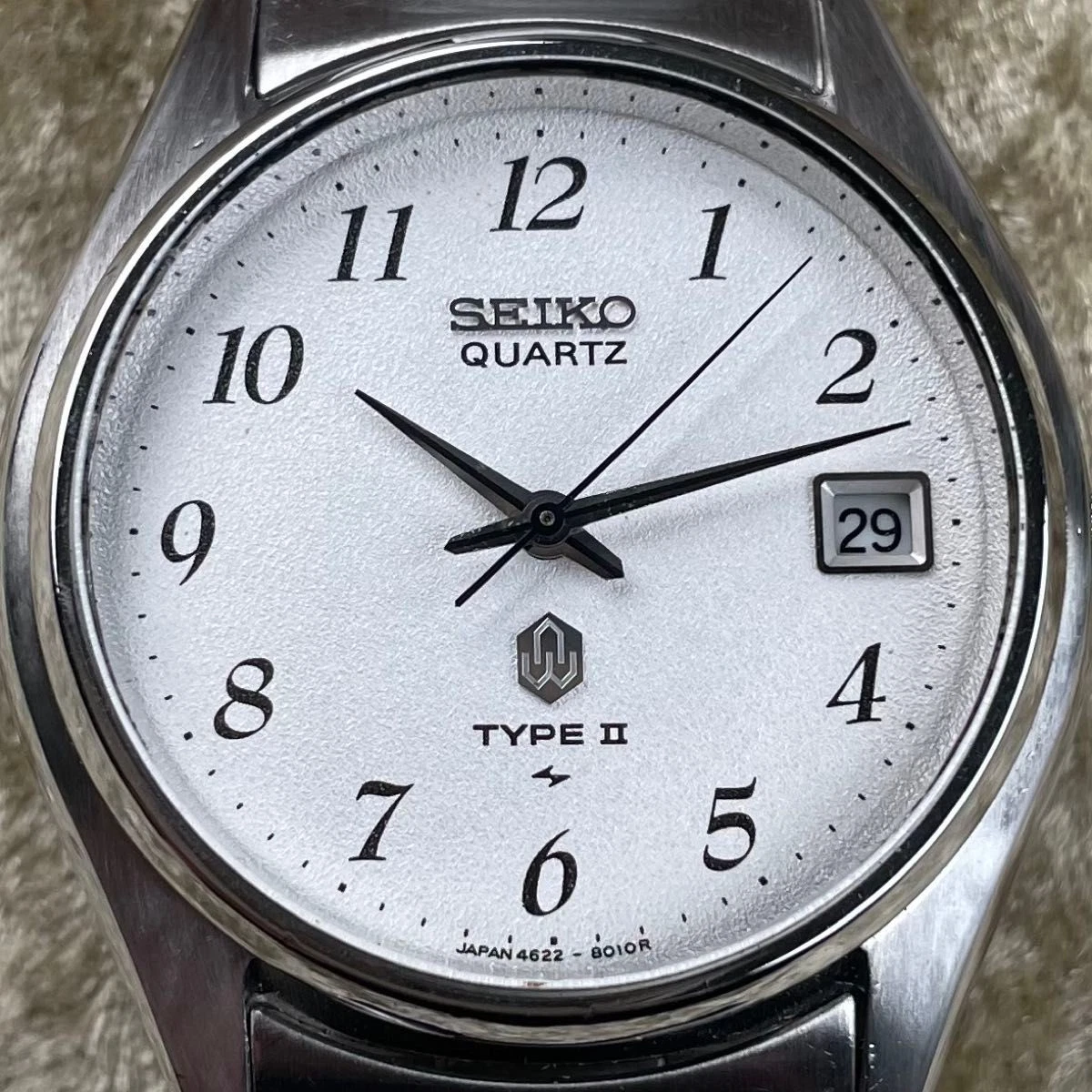 Vintage Seiko Type 2 4622 8000 Ultra Rare Powder Snowflake Dial Glass Original