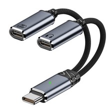 AuviPal USB C Splitter, Dual C Headphone and Charger Adapter, 2-in-1 Grey