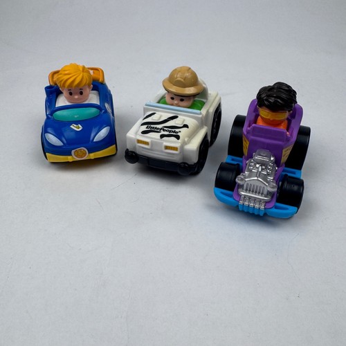 Fisher Price Little People Wheelies Lot of 3 Safari HotRod Car