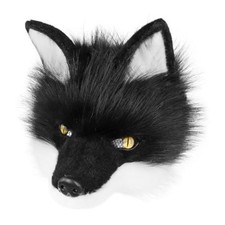 Animal Wolf Masks Half Face Faux Fur Dog Fox Werewolf Novelty Blackwhite