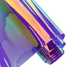  16 Gauge Holographic Iridescent Plastic Vinyl, 16"x54" Transparent Vinyl Fa...