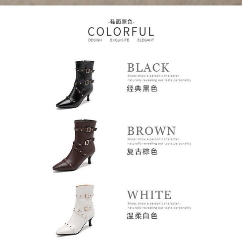 Nuevo Botines Británicos Remachazados Punta Punta Caballero Botas Hebilla Tacones Altos Botas - Imagen 11 de 23