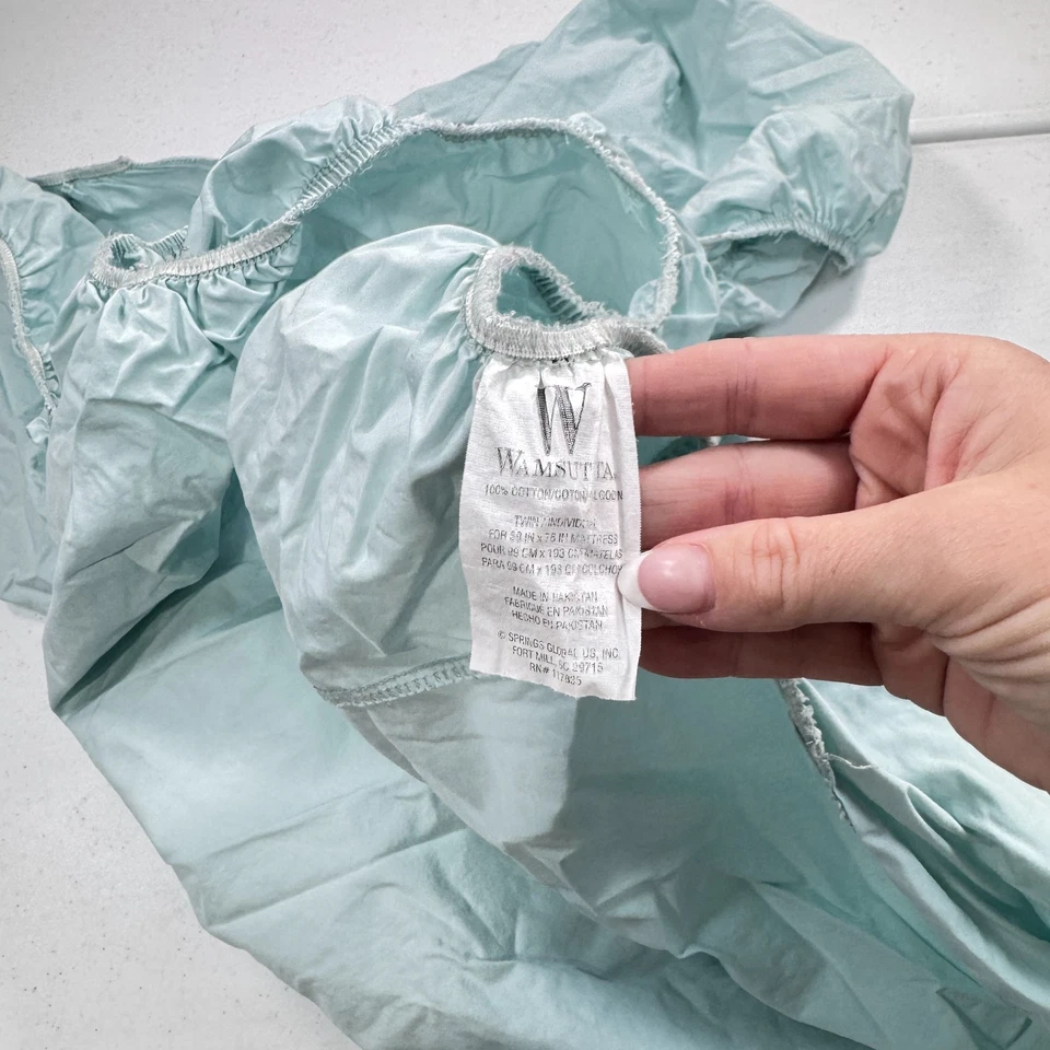 vintage wamsutta twin fitted sheet light green 100% cotton traditional - Image 3 of 4