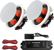 4-Inch Bluetooth Ceiling Speaker Complete System with a 2-Channel Amplifier, 240