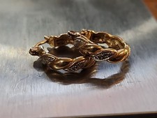 Beautiful 3/4" 925 Sterling Silver 18k Gold Vermeil Hoop Earrings Hallmarked