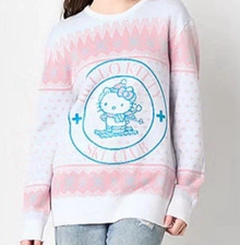 Hello Kitty and Friends Women Juniors Large Sweater Angel Intarsia Christmas 59
