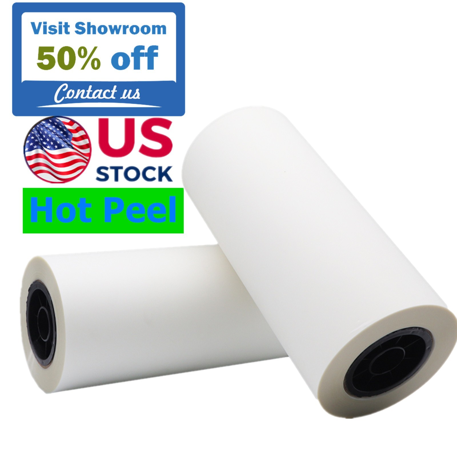US Stock 2 Roll/Pack Instant Hot Peel 17in x 328ft DTF Transfer Film Double Side