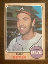 1968 Topps Baseball Clete Boyer Atlanta Braves Card #550 High Number NM/MT