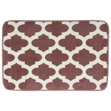 Sultan's Linens Lattice Design 16 x 24 in Comfort Plush Bath Mat Rug Rose/White