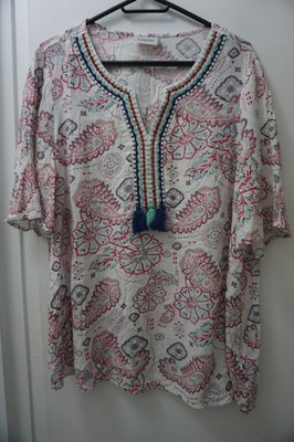 Canda Bluse Tunika Boho Vintage Paisley Blume Gr 44-46 gut erhalten