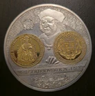 Gold sovereign 1489 Large Impressive Medallion Silver & Gold Plated 70mm