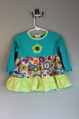 Three Sisters Baby Girl Dress Long Sleeve Floral Paisley Size 12M