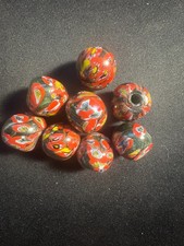 8 Millefiori glass beads - B1487 Handmade Rare - 20mm