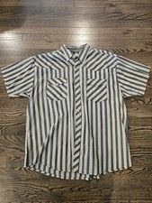 Vintage Western Plains Trading Co Men's Snap Short Sleeve Shirt Striped XL