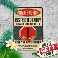 Beware Of Guard Dog Warning Sign Do Not Enter Security Canine Metal Tin Plaque