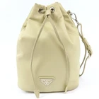 PRADA  Drawstring bag with triangular logo Pouch Ivory Italy Nylon Women 102844