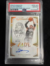 Allen Iverson 2024 Panini Flawless Fade Auto Gold 08/10 PSA 10 POP 1
