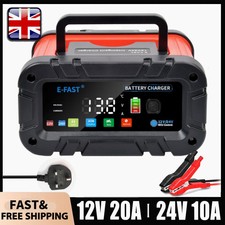 20-Amp 12V/20A 24V/10A Car Smart Battery Charger LiFePO4 Lithium Lead Acid AGM
