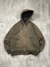 Vintage Dickies Quilted Lined Canvas Workwear Hooded Bomber Jacket Size Large