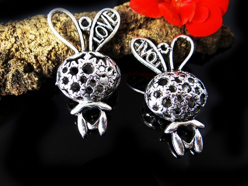 Colgante Conejo 43x25mm 2 Piezas Love Colgante Metal Plata, A-157 - Imagen 2 de 2
