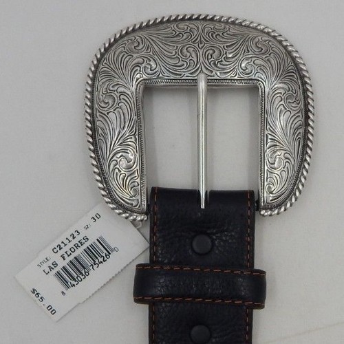 Justin LAS FLORES Taper Leather Belt Size 30 C21123 NWT List $65 Rare Find - Picture 2 of 5