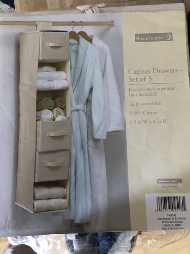 HomeTrends Scaffale 3 Cassetti Armadio Organizer Scatole Tessuto Tela Naturale NUOVO - Foto 2 di 4