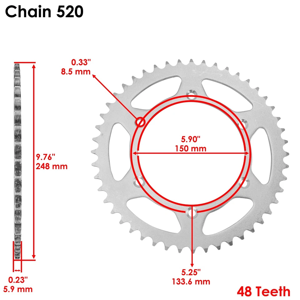 Black Drive Chain And Sprocket Kit for Kawasaki KX250F 2006 2007 2008 2009-2018 - Image 4 of 4