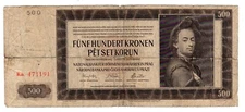 BOHEMIA And MORAVIA Billet 500 KORUN 1942 P12a Ka Bohemia and Moravia