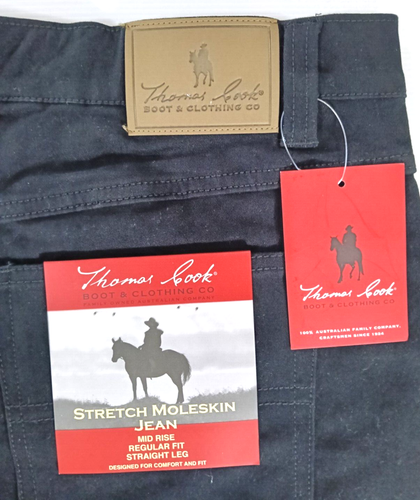 Thomas Cook Stretch Moleskin Black Jeans W42 X L 30 New With Tags - Picture 5 of 23