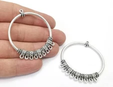 Dangle Round Ethnic Connector Antique Silver Plated Charms Jewelry Parts G26578