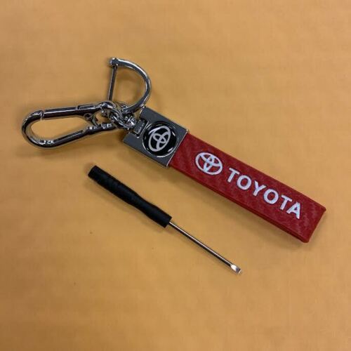 RED Leather Carbon Fiber 5 3/4" Key Holder Keychain For Toyota Supra Celica All - Picture 1 of 4